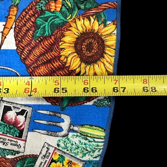 Vintage Floral Tablecloth Gardening Sunflower Blue White Stripes Joe Boxer 90s - Picture 6 of 6
